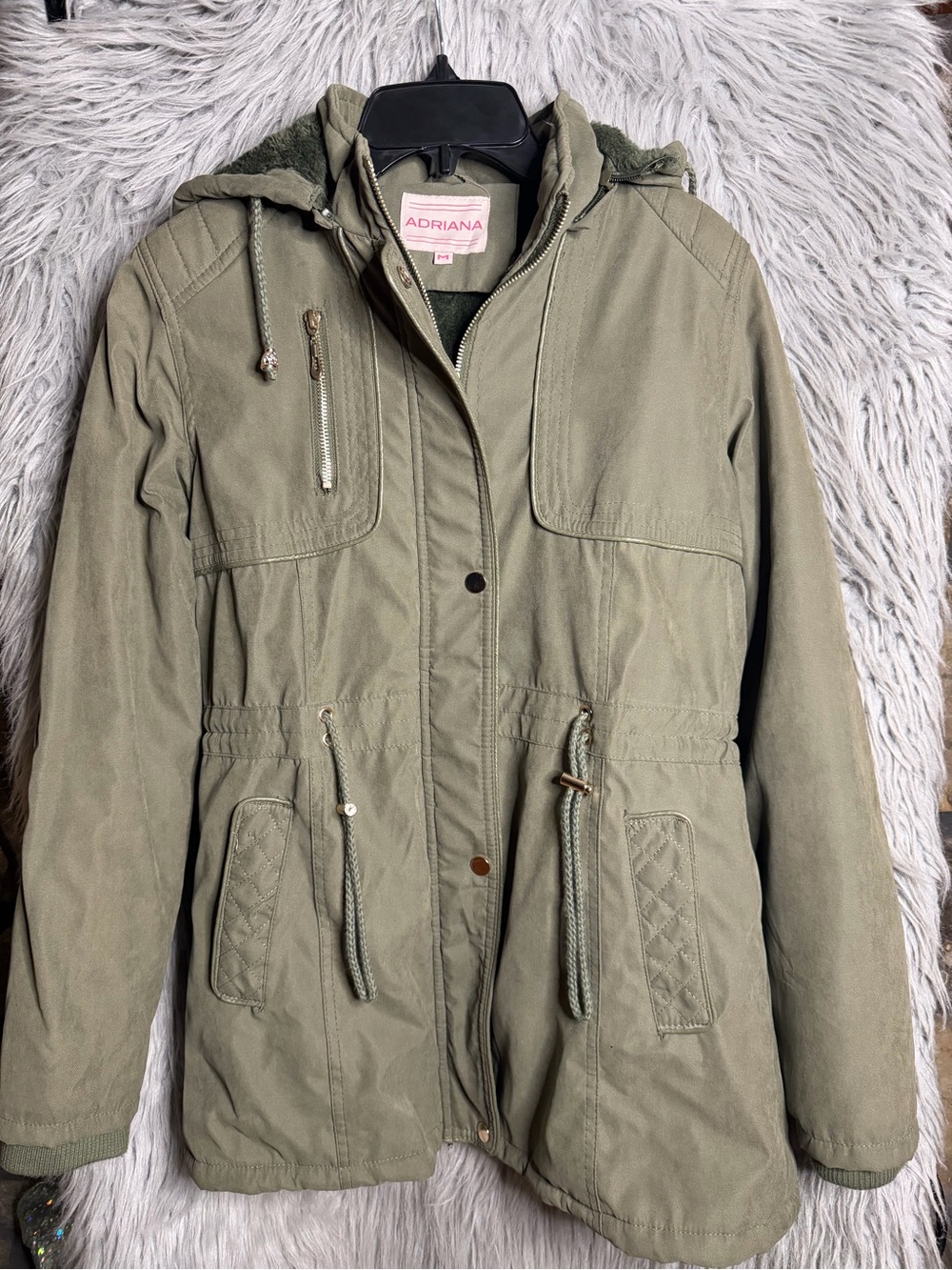 Women's Olive Utility Hooded Jacket
